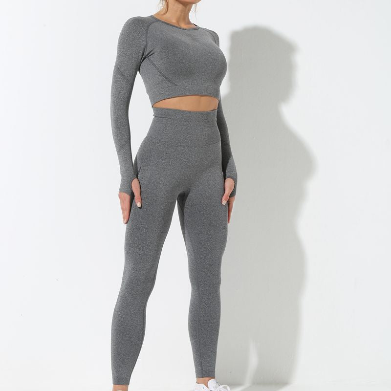 Wholesale Autumn and Winter Knitted Tight Fitness Hip Lifting Smiling Face Nylon Yoga Clothes